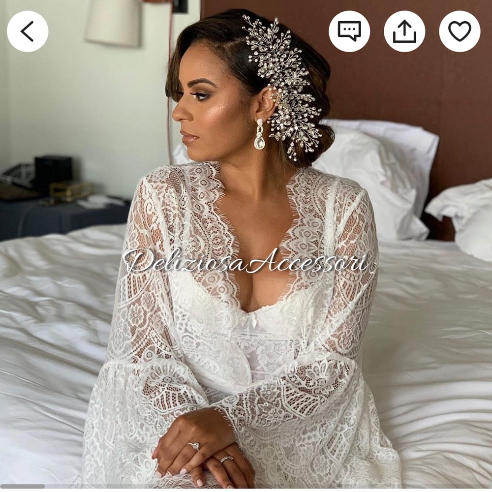 Wedding side hair piece Diamond bridal head piece. Large Swarovski Crystals.